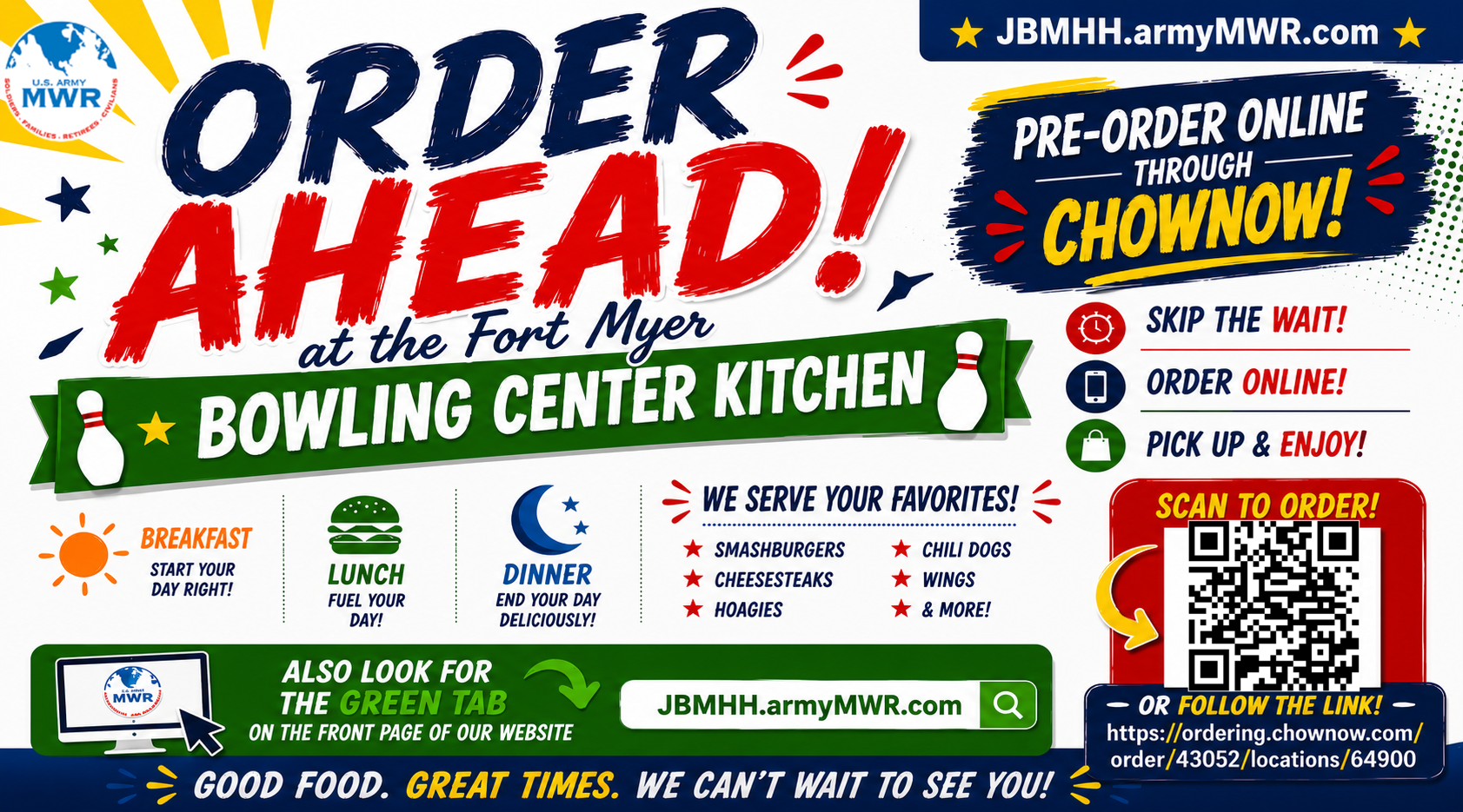 Order Ahead via Chow Now - Avoid the Lines - Click the Picture